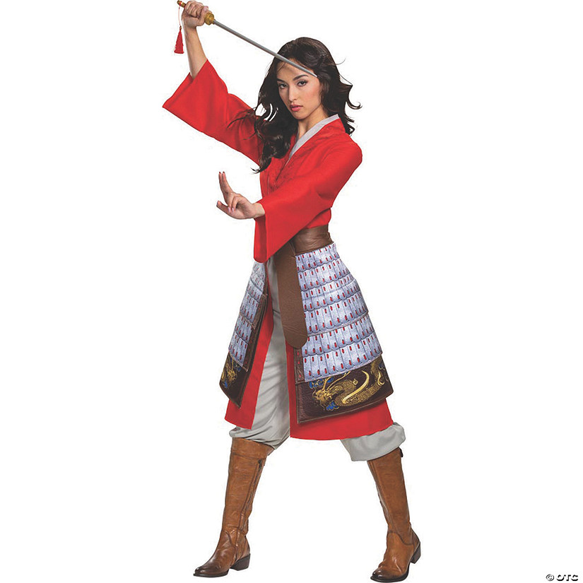 Women's Deluxe Mulan Hero Red Dress Costume Image