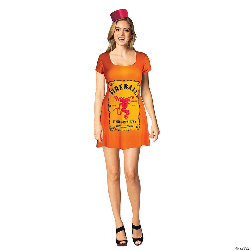 Women's Fireball Skater Dress Costume Image