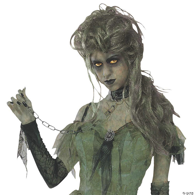 Women's Green & Gray Long Zombie Wig Image