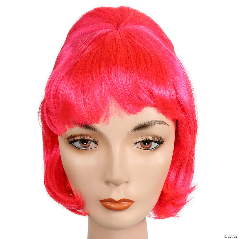 Womens Hot Pink Beehive Spitcurl Wig Halloween Express 