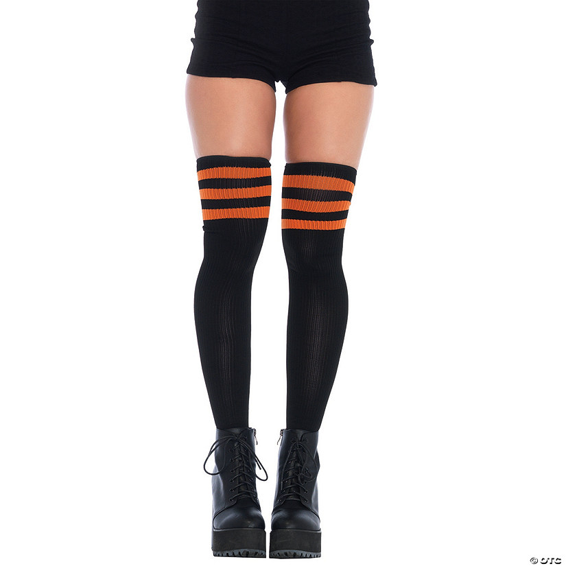 Women's Knit Athletic Striped Thigh-Highs Family Image