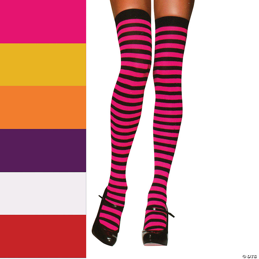 Women's Nylon Striped Thigh-High Stockings Image