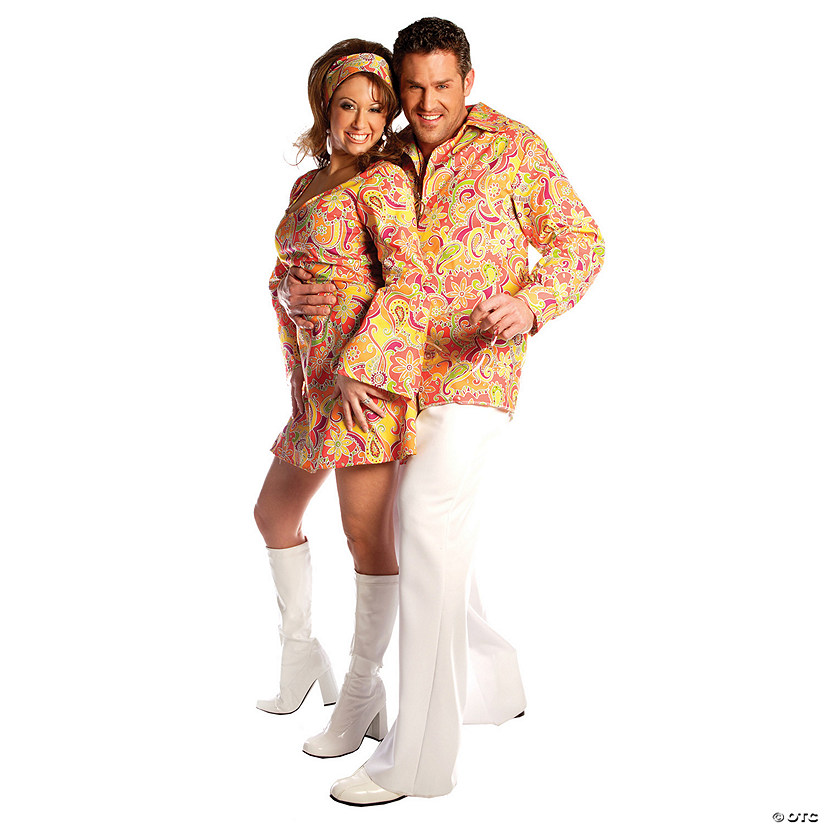 Women's Orange Go Go Dress Costume Image