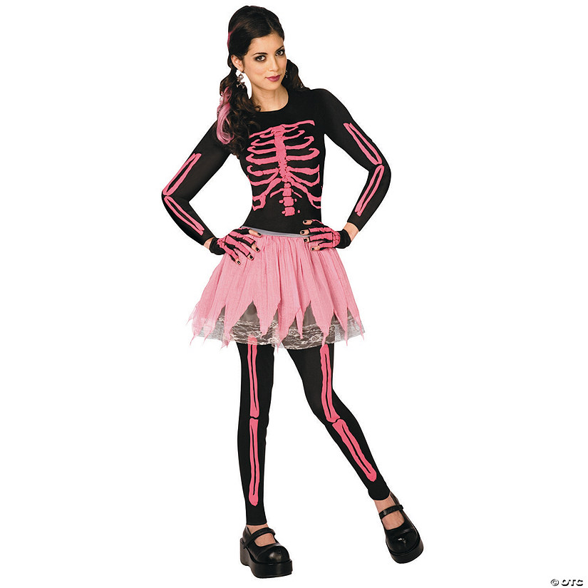 Women's Pink Punk Skeleton Costume -  Extra Small Image