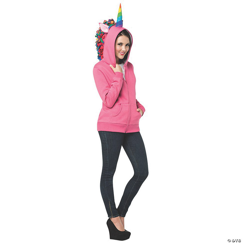Women's Pink Unicorn Hoodie Costume - Medium Image