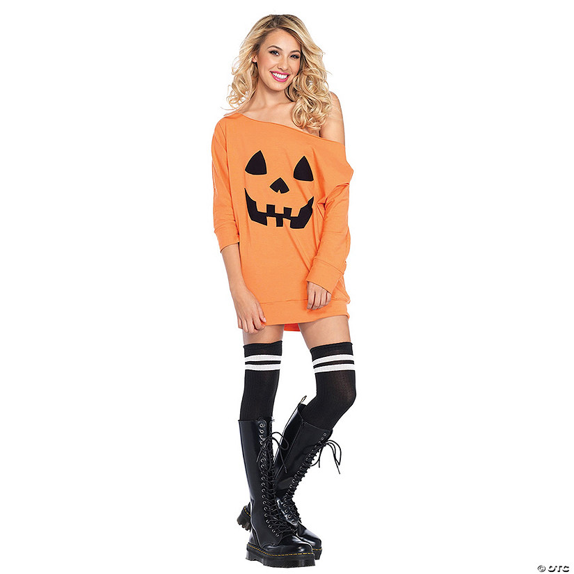 Women's Pumpkin Jersey Dress Costume Image