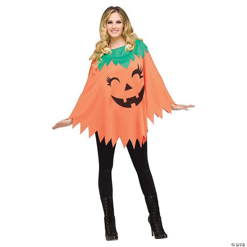 Women's Pumpkin Poncho Costume Image