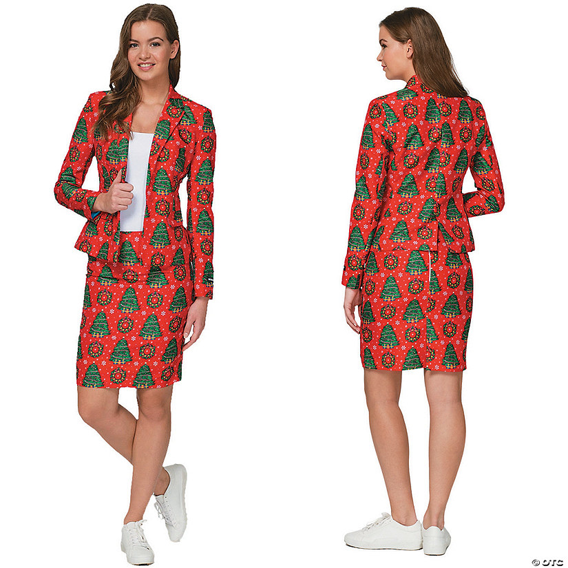 Women's Red Christmas Tree Suit Image
