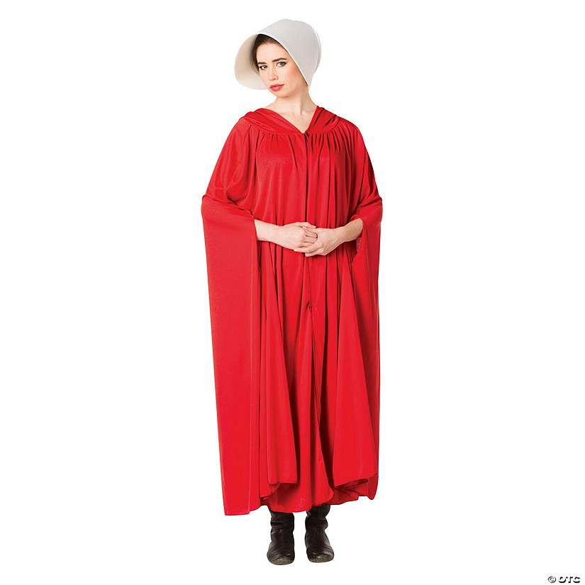 Women's Red Cloak & White Bonnet Costume Image