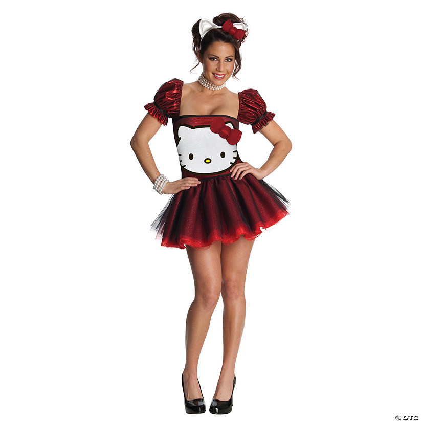 Women's Red Hello Kitty Costume Image