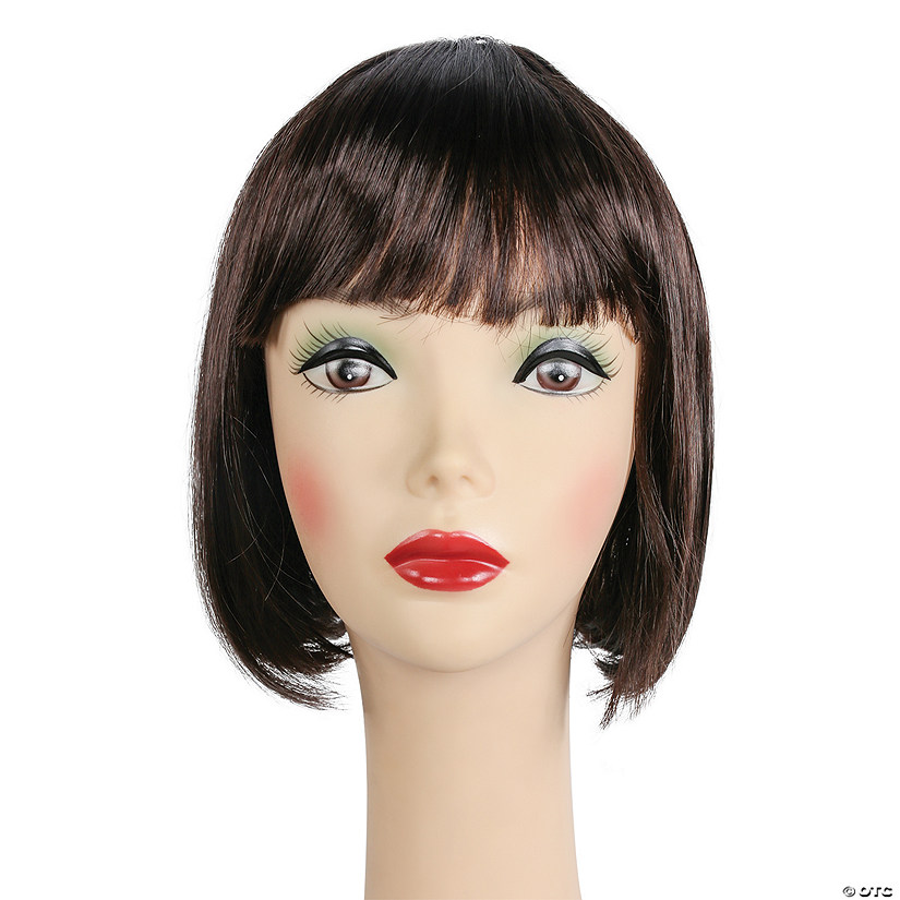Women's Short Straight-Haired Bob with Bangs Wig - Dark Brown 2 Image
