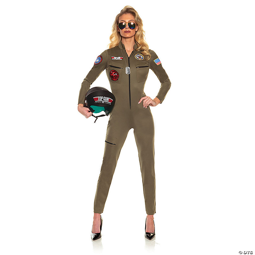 Women's US Navy&amp;#8482; TOP GUN&amp;#8482; Pilot Jumpsuit Costume - Medium 8-10 Image