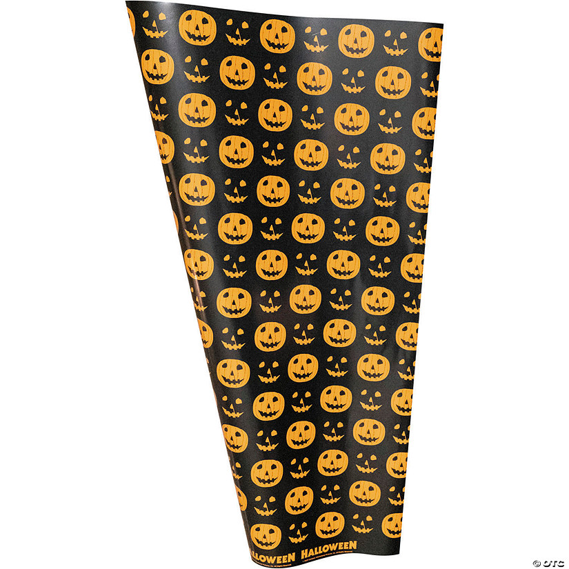 Wrapped in Terror Halloween&#8482; 1978 Black and Orange Pumpkin Wrapping Paper Image