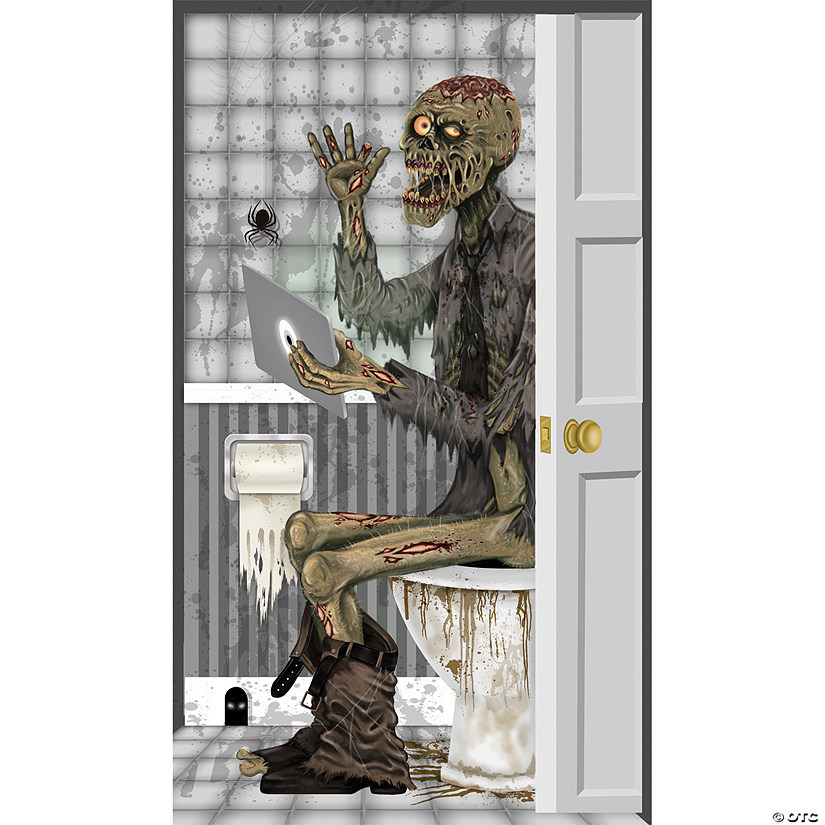 Zombie Halloween Bathroom Door Cover Image