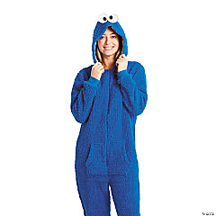 Adults Sesame Street® Cookie Monster Hooded Onesie Costume