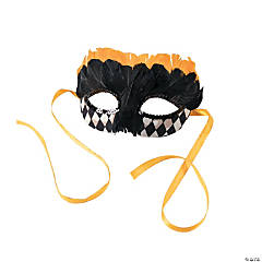 Foil Mardi Gras Mask with Fringe Curtain