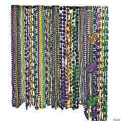 Bulk 48 Pc. Metallic Mardi Gras Bead Necklaces