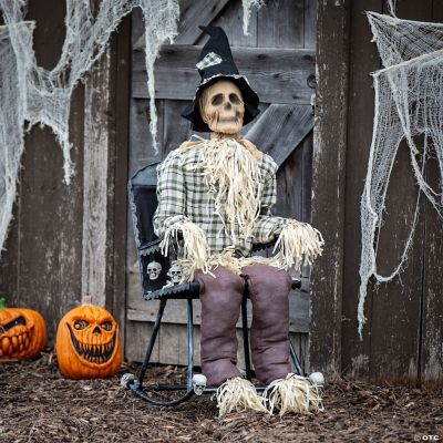 29 1/4" x 47 1/4" Animated Scarecrow on Rocking Chair Halloween