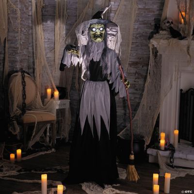 6 Ft. Animated Standing Body Turning Witch Halloween Decoration | Halloween Express