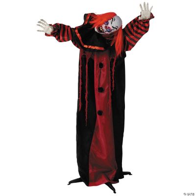 5 Ft. Animated Standing Black & Red Clown Halloween Decoration | Halloween Express