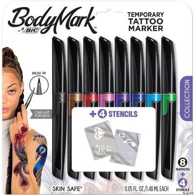 BodyMark BIC Temporary Tattoo Markers for Skin, Color Collection, Flexible  Brush Tip, Assorted Colors, Skin-Safe*, Cosmetic Quality, 6-Count