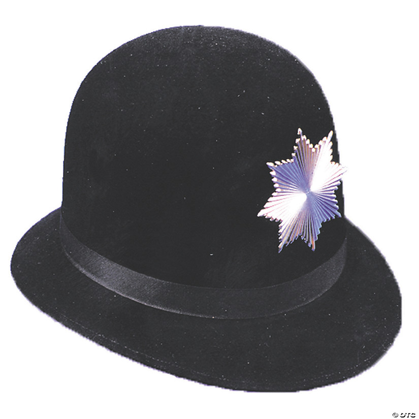 Adult's Black Keystone Cop Hat with Metal Badge | Halloween Express