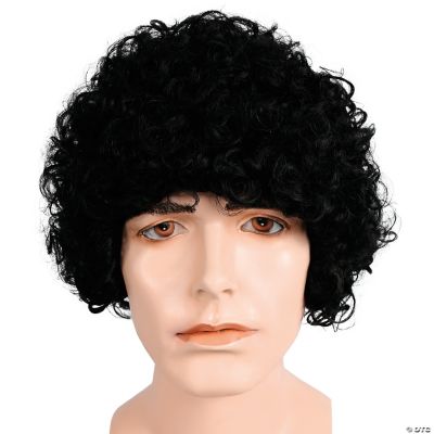 Men's Black Curly Wig Halloween Express