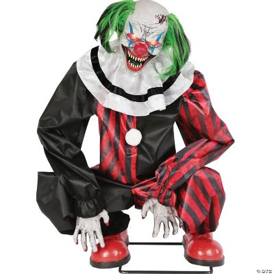 Animated Crouching Red Clown Prop Halloween Express