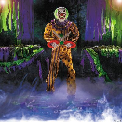 6 Ft. Animated Light-Up Yellow & Black Snippers the Clown Halloween Decoration | Halloween Express