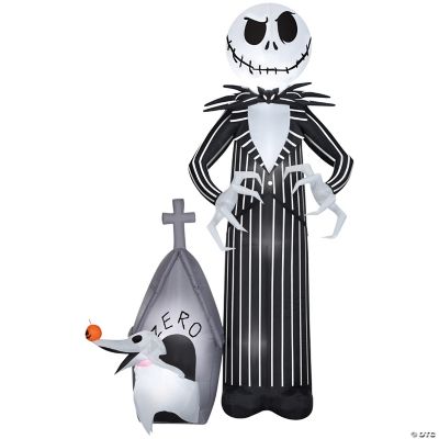 Blow Up Inflatable Giant Jack Skellington And Zero Outdoor Yard Decoration