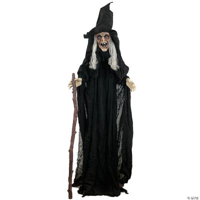 5' Animated Witch with Cane Decoration Halloween Express